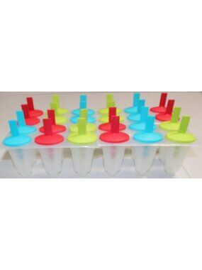 18-Slot Plastic Popsicle Mold Set with Reusable Sticks